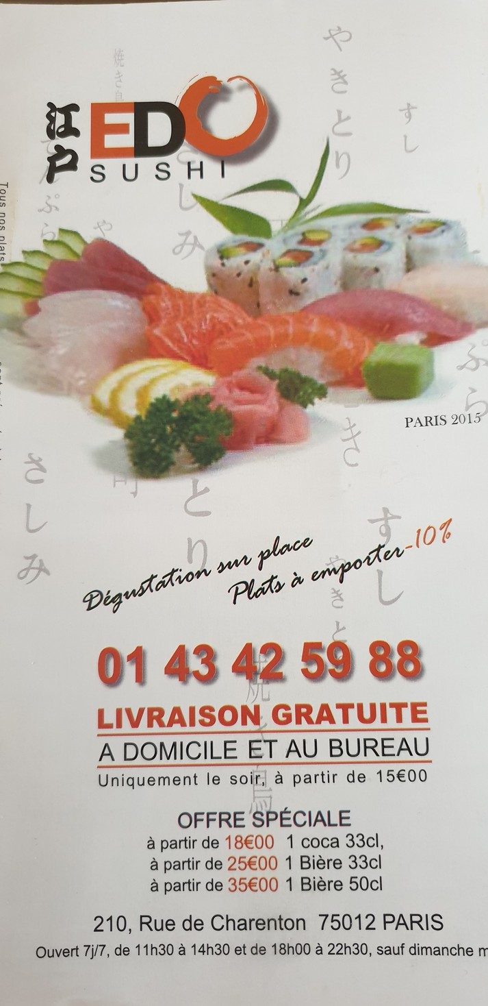 Edo sushi menu 1