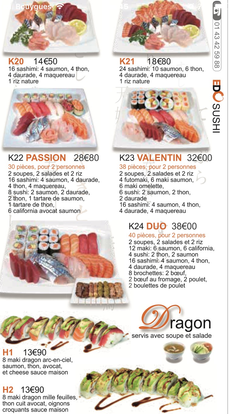 Edo sushi menu 2