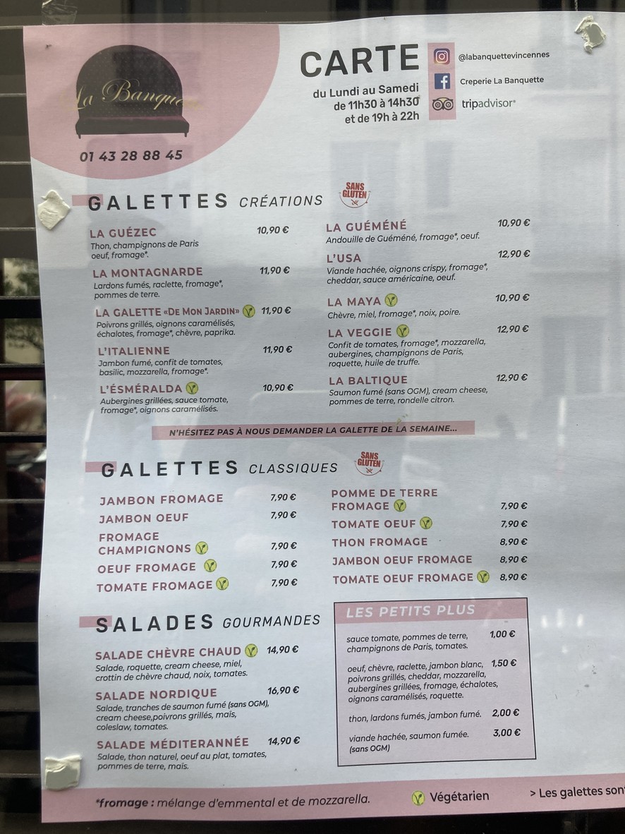 La Banquette menu 1