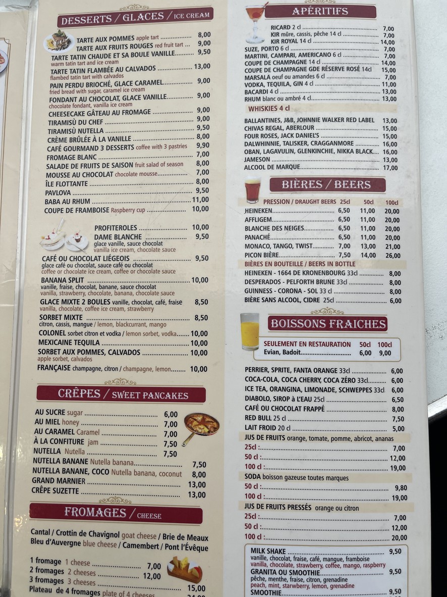 La Frégate menu 4