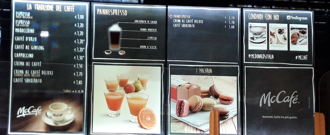 McDonald's Roma Tor Tre Teste menu 1