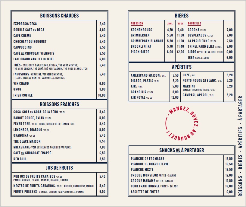 Le Bouquet d'Alesia menu 3