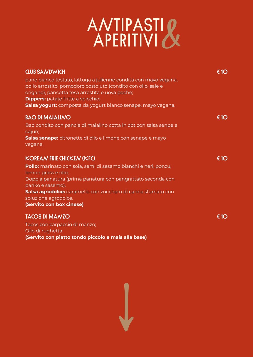 Vulcano Ponte Milvio menu 1