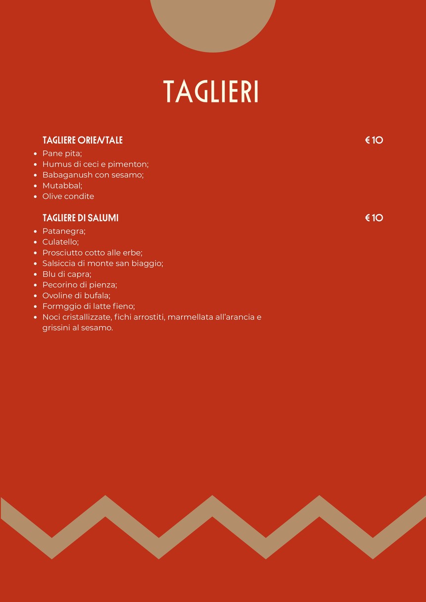 Vulcano Ponte Milvio menu 2