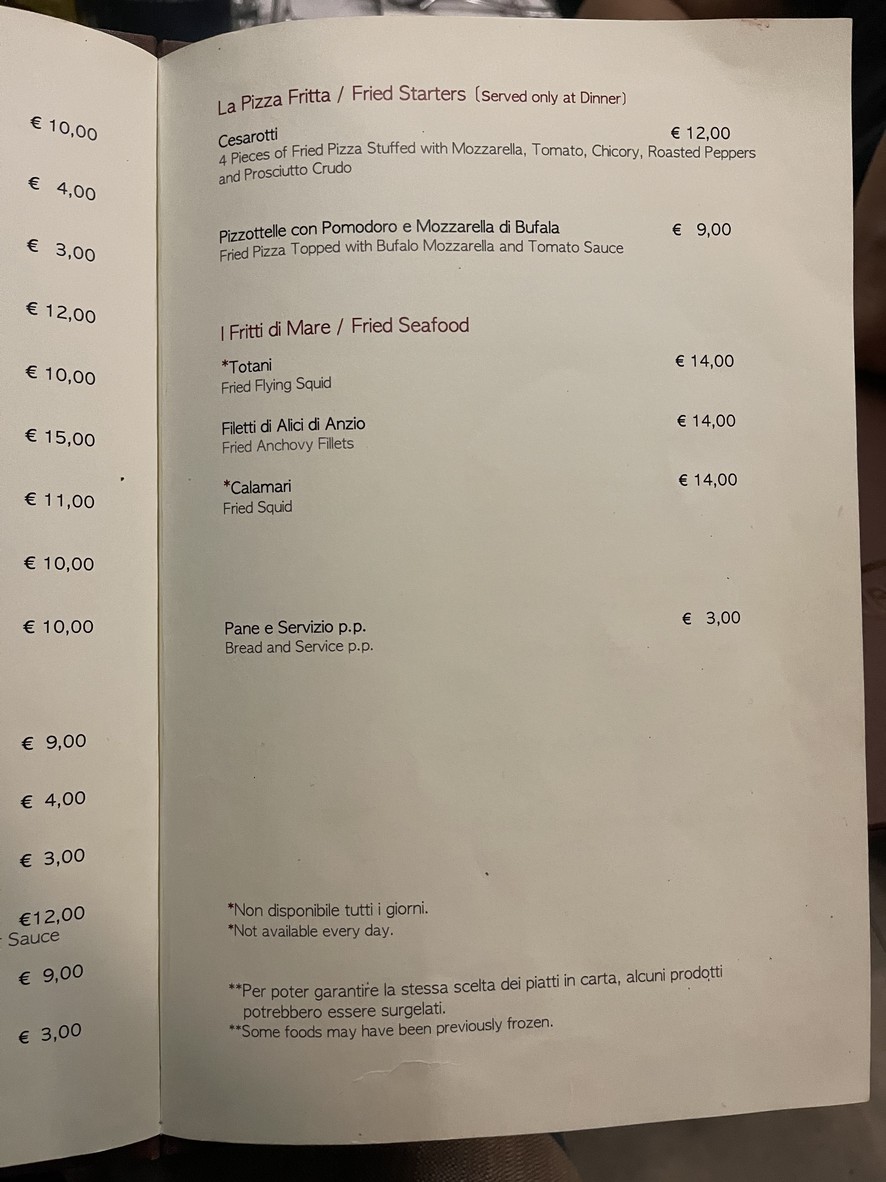 Trattoria Da Cesare al Casaletto menu 2