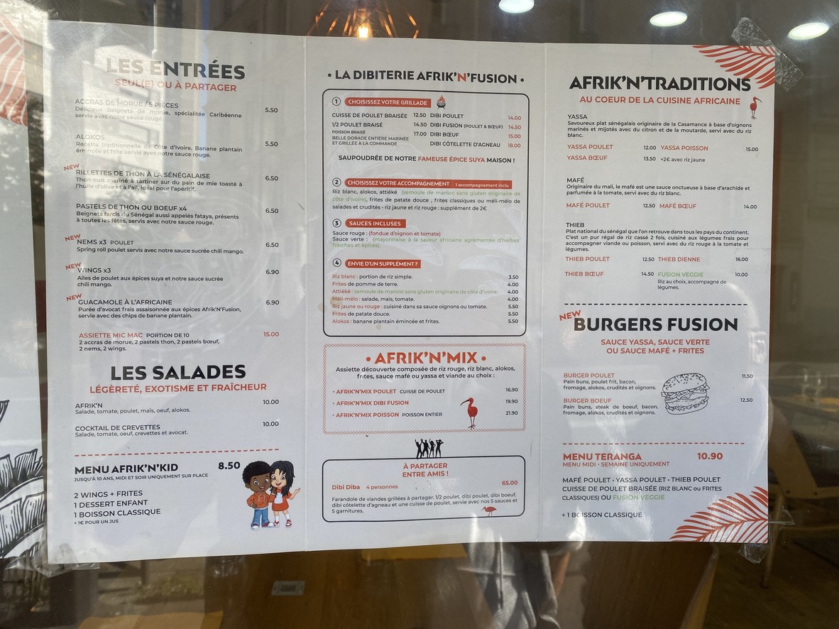 Afrik'N'Fusion menu 2