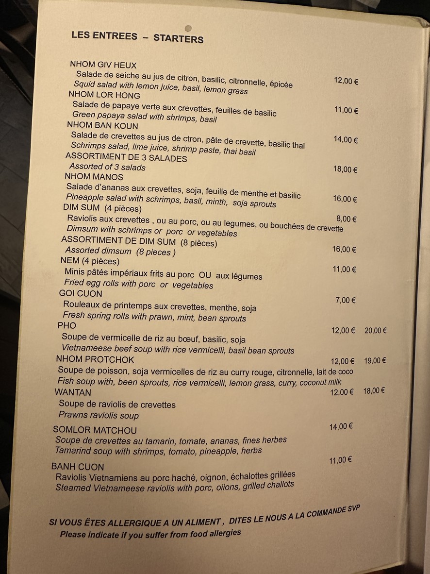 Au Coin des Gourmets menu 1