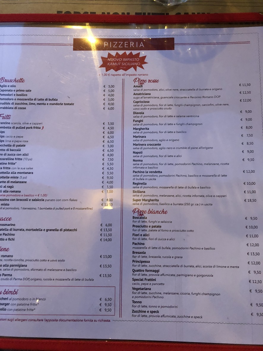 Ciclostazione Frattini menu 2