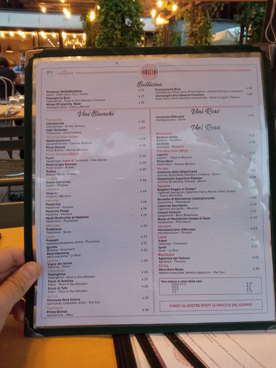 Ciclostazione Frattini menu 4