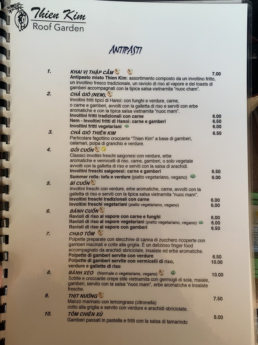 Ristorante Vietnamita Thien Kim Roof Garden menu 1