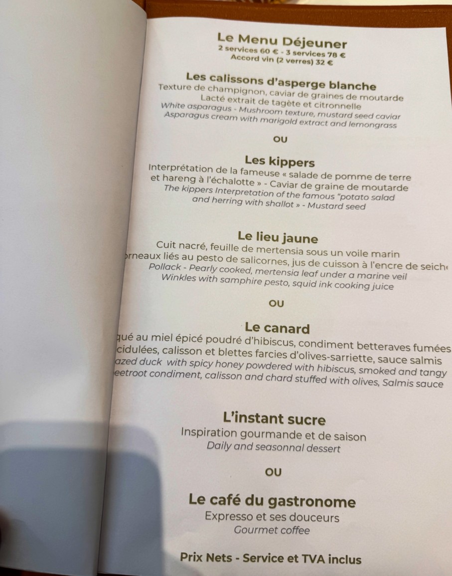 Restaurant Frederic Simonin menu 2
