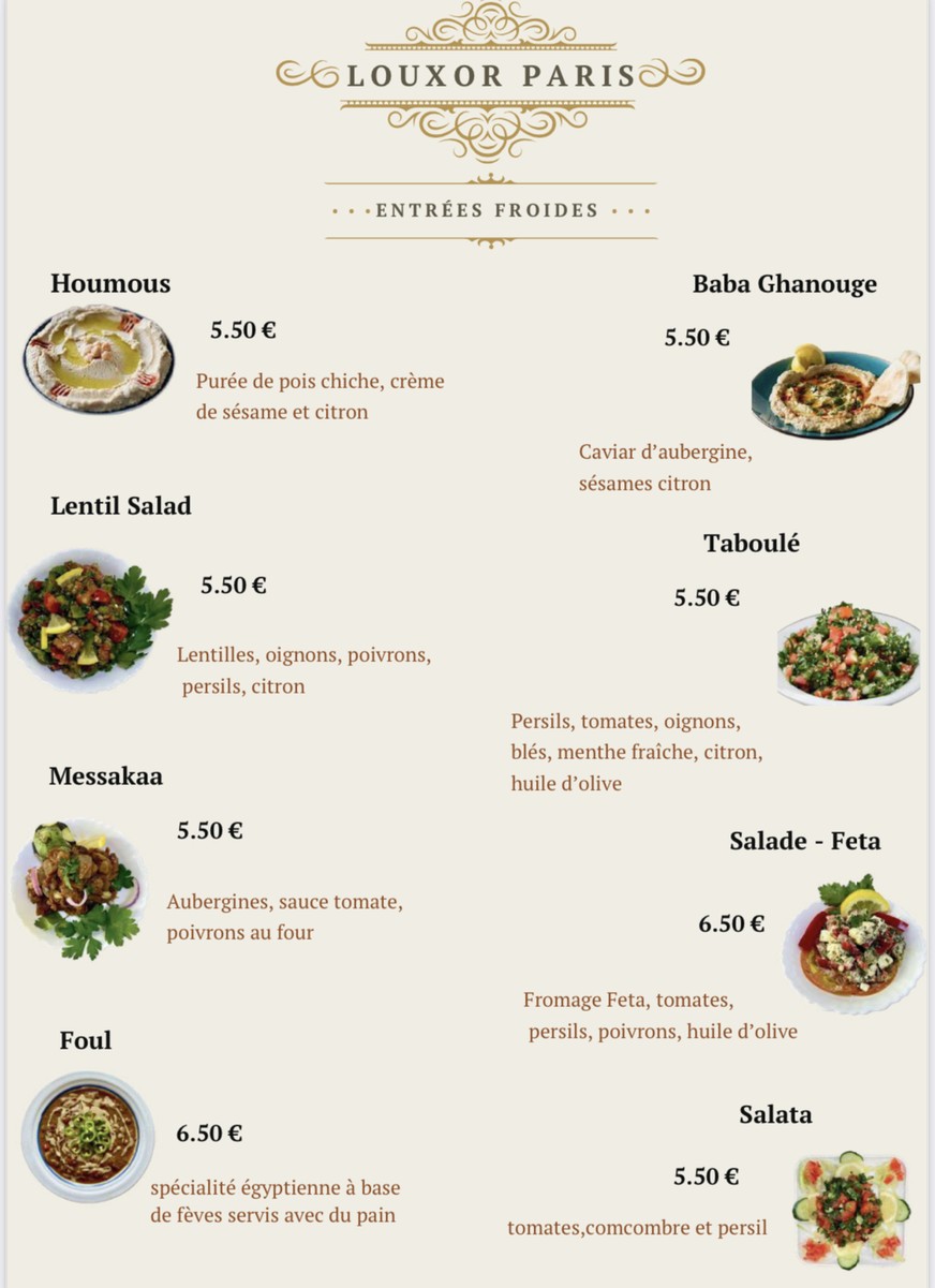 Louxor menu 1
