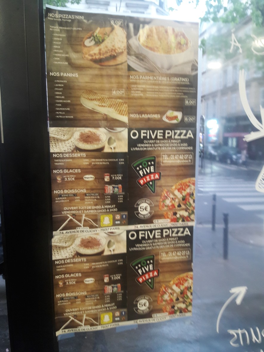 O'Five Pizza menu 2