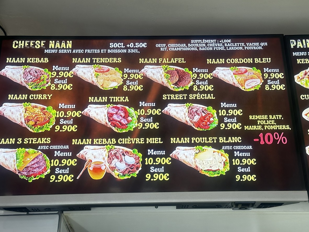 Street sandwich menu 3