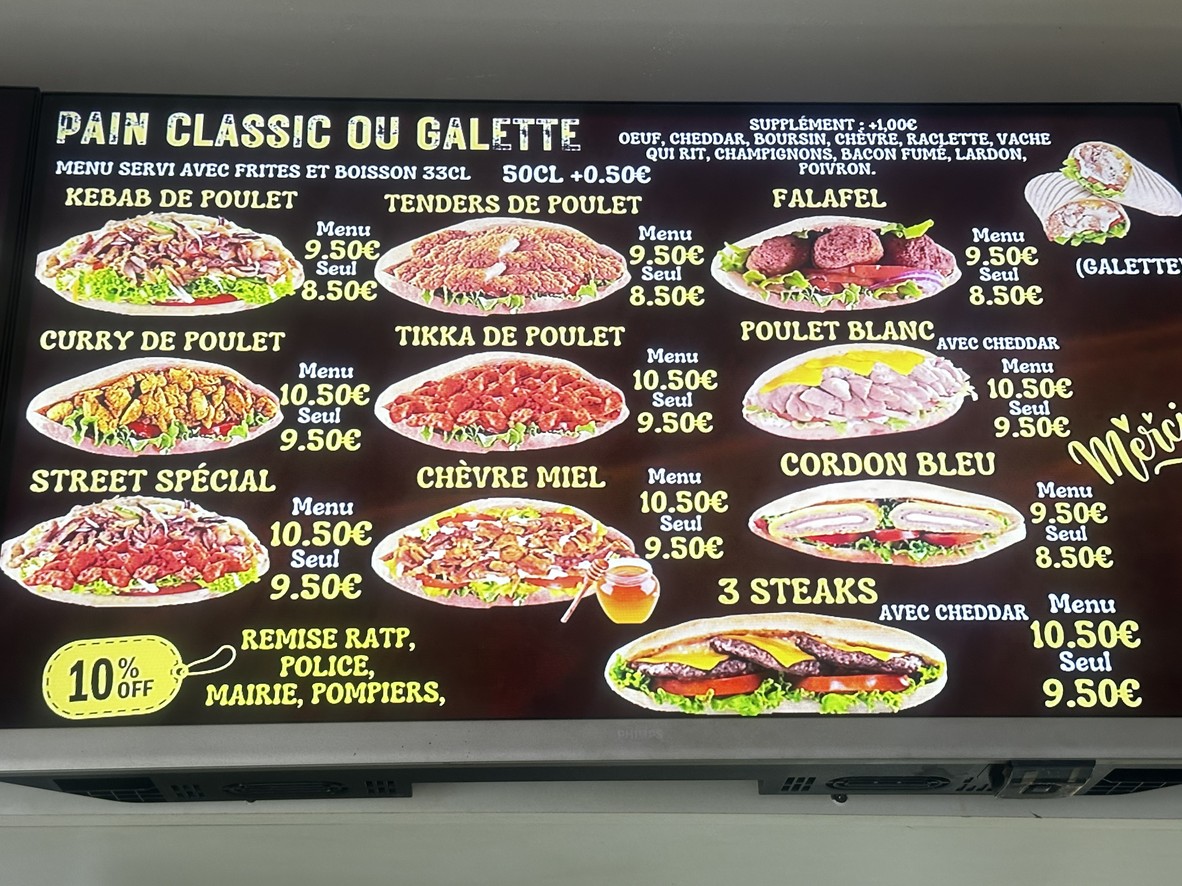 Street sandwich menu 4