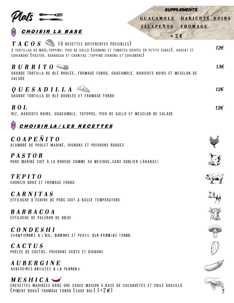 BARRIO MESHICA (CHARONNE) menu 2