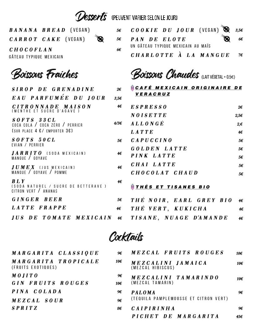 BARRIO MESHICA (CHARONNE) menu 3