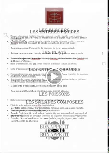 la terrasse Bondy menu 1