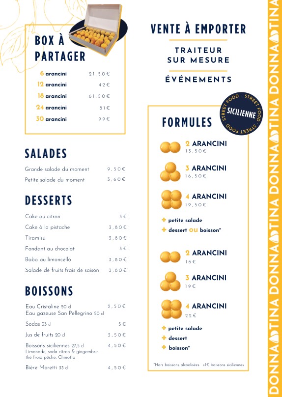 Donna Tina Arancini menu 2