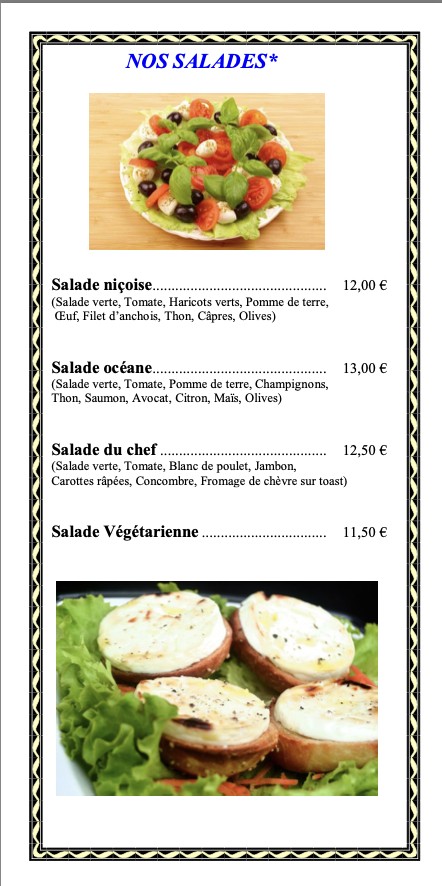 Café de France menu 2