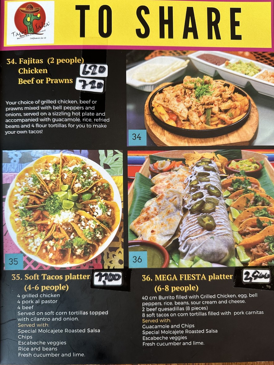Tacos & Salsa Mexican Bar and Restaurant menu 2