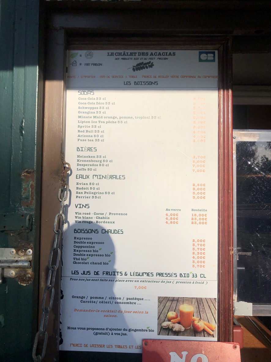 Chalet des Acacias menu 2