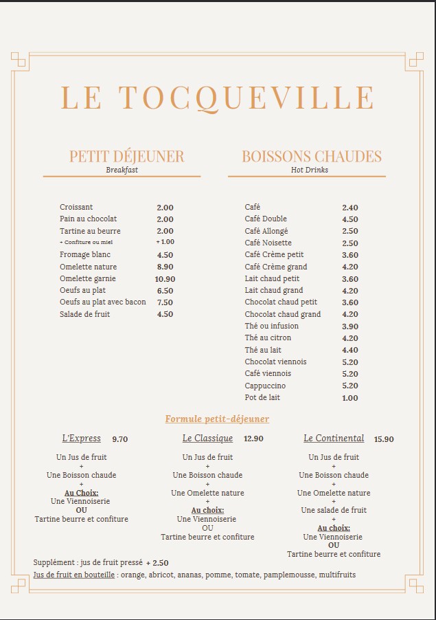 Bar/Tabac - Le Tocqueville menu 1