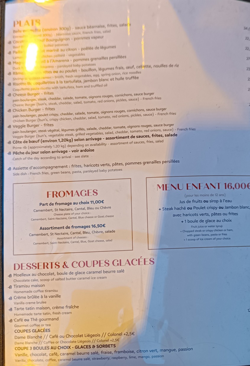 Le Grand Palais menu 2