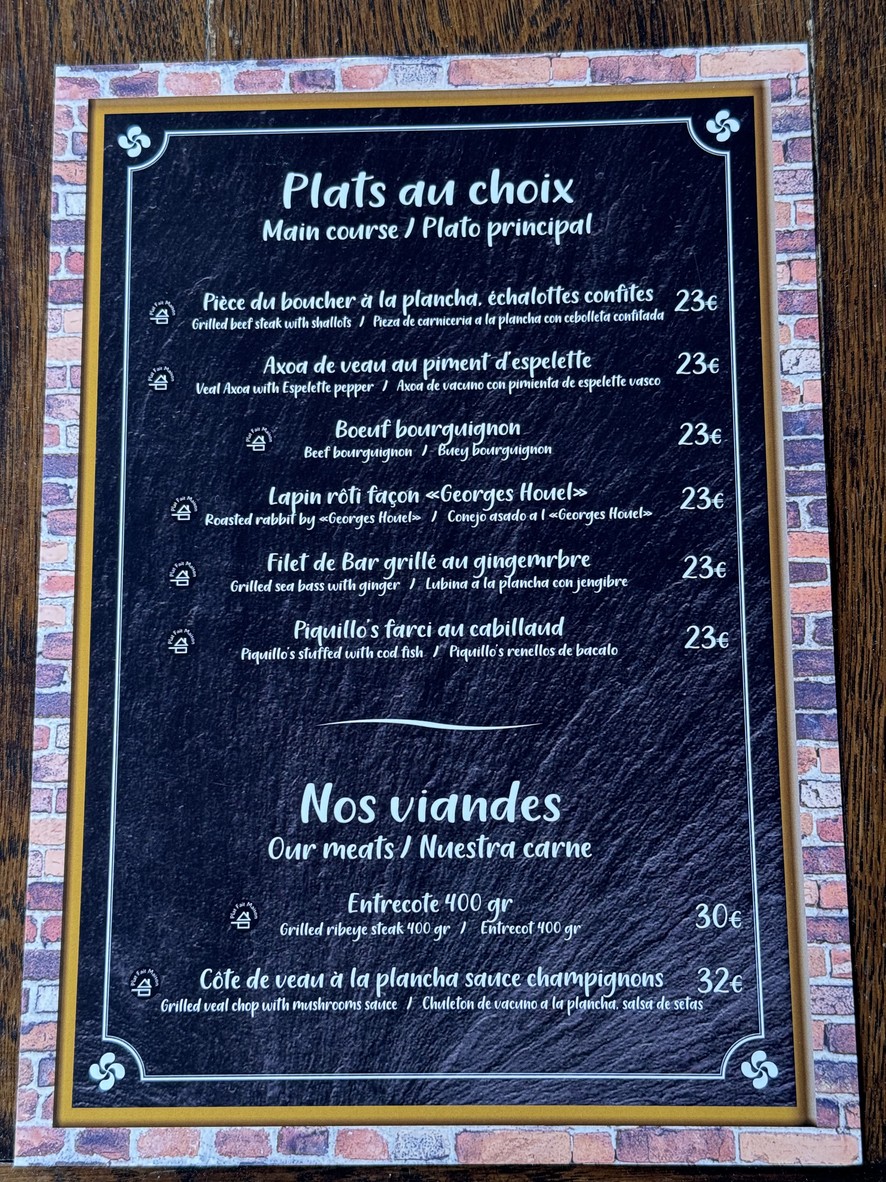 Le Volant Basque menu 2