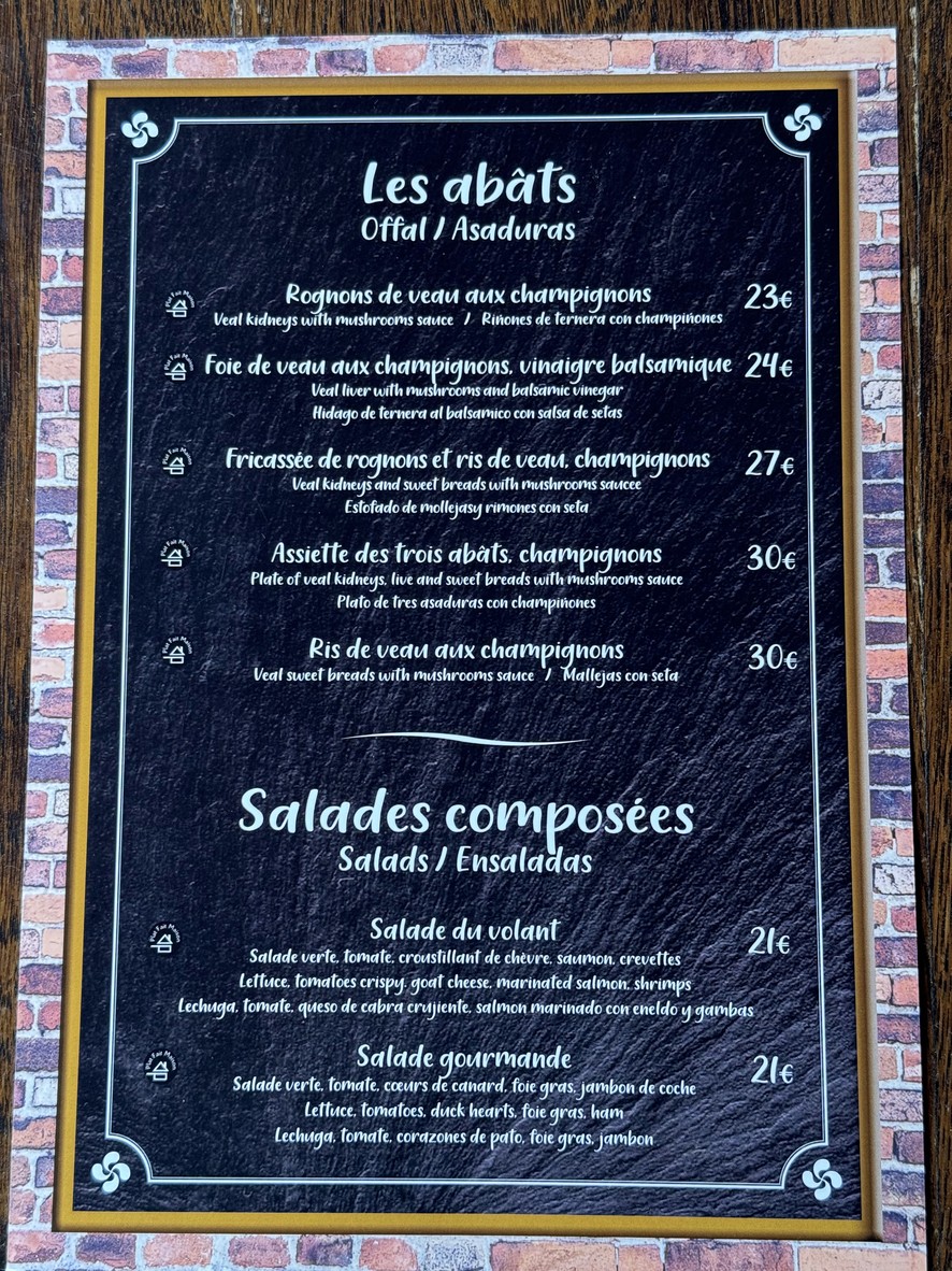 Le Volant Basque menu 3