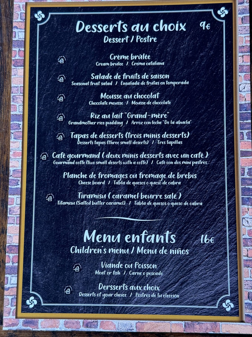 Le Volant Basque menu 4
