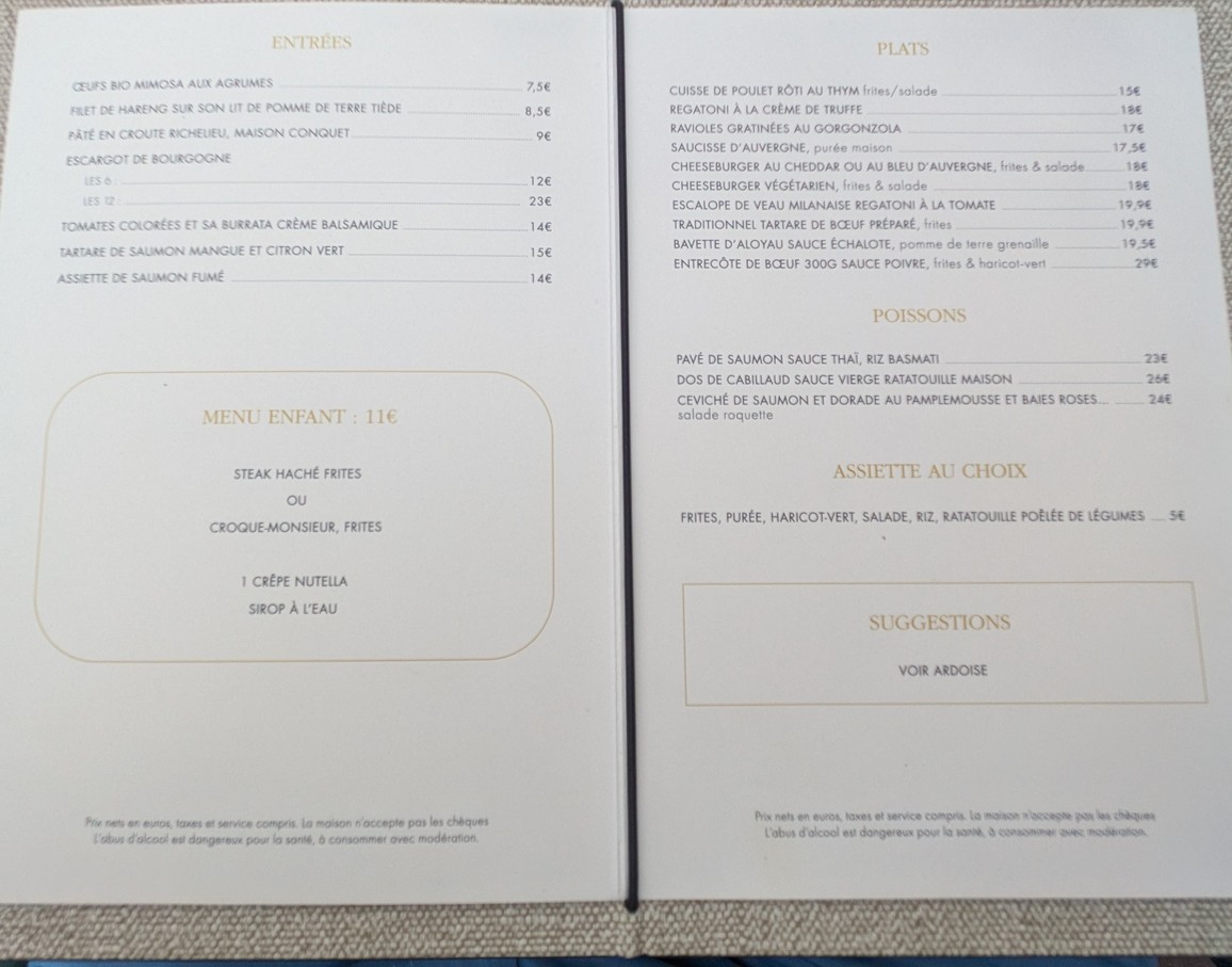 Brasserie La Verrière menu 1