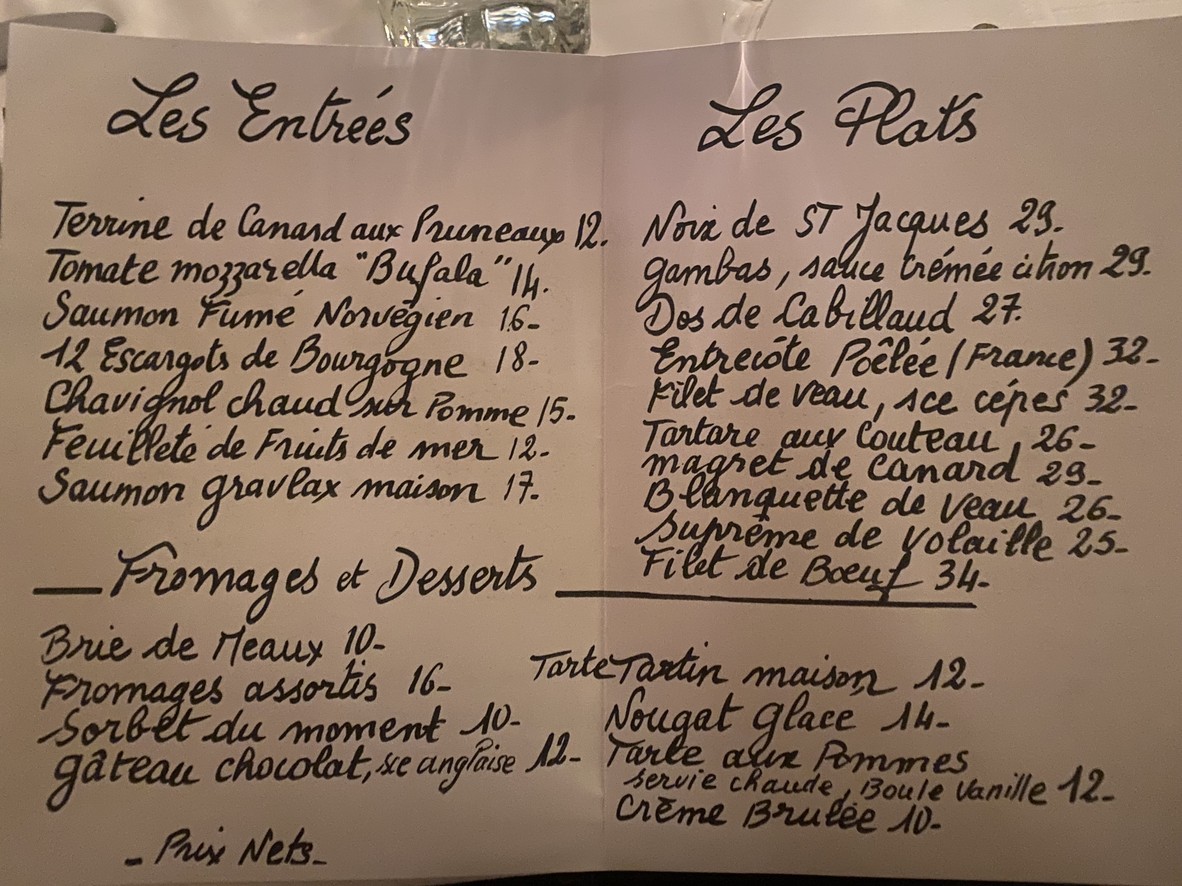 Chez Papa Jazz Club menu 1