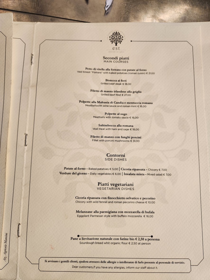 Est Artigiani del Gusto menu 3