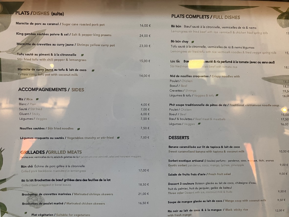 Hanoi menu 3