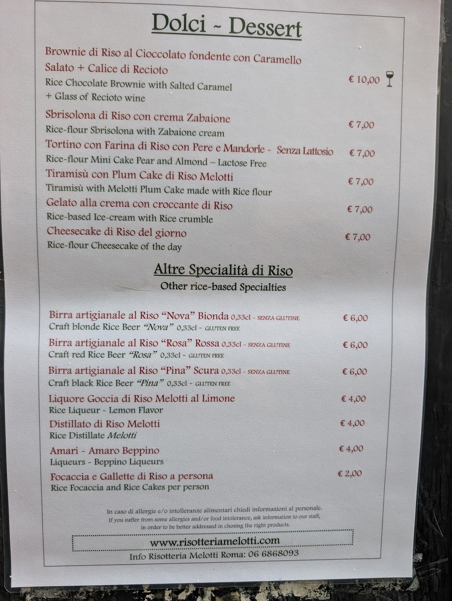 Risotteria Melotti Roma menu 3