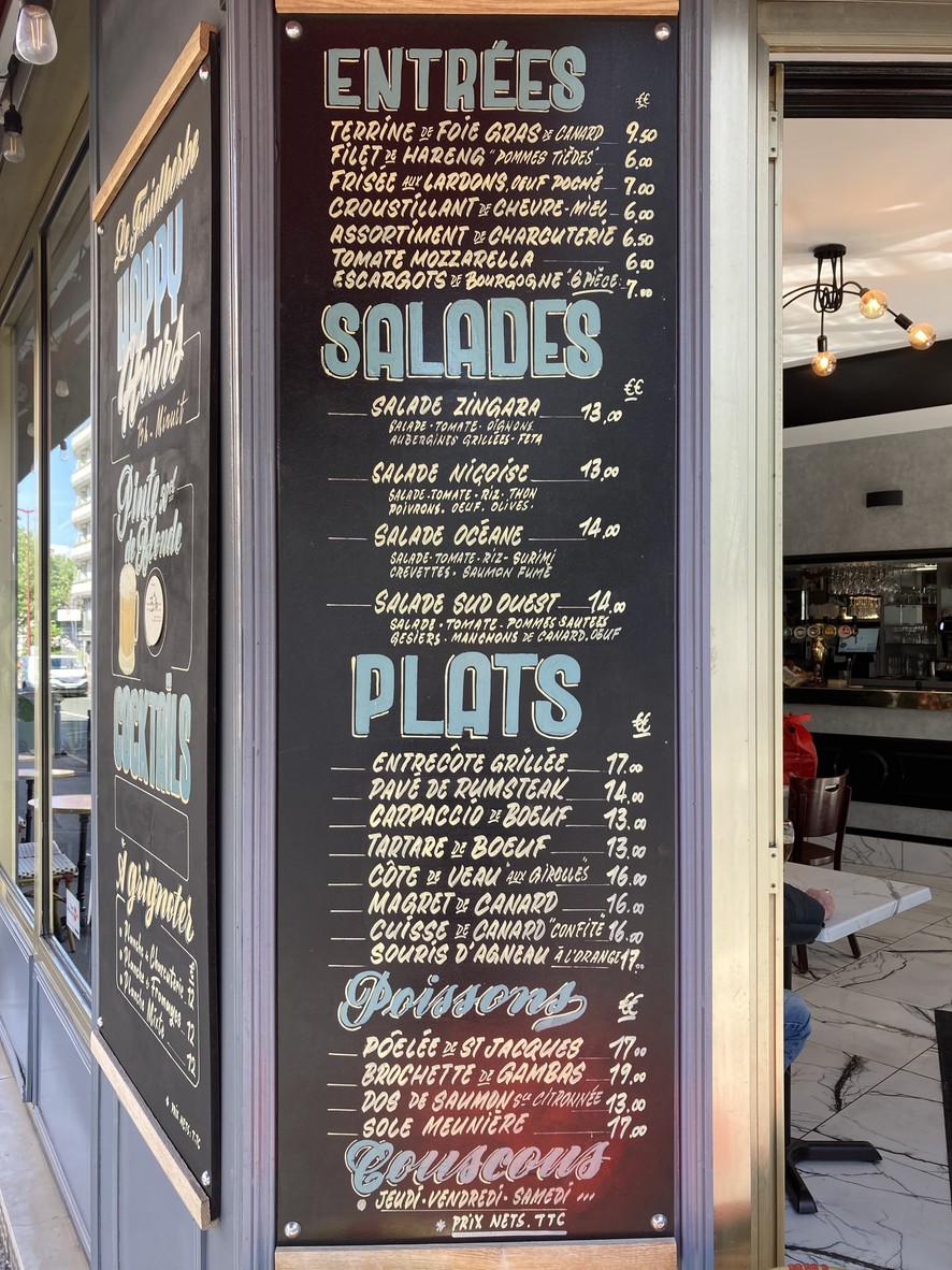 Le Faidherbe menu 1
