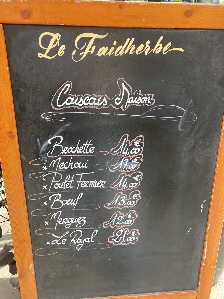 Le Faidherbe menu 2