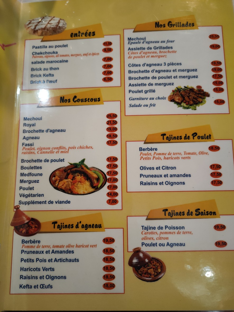 Le Palais d'Ali Baba menu 1