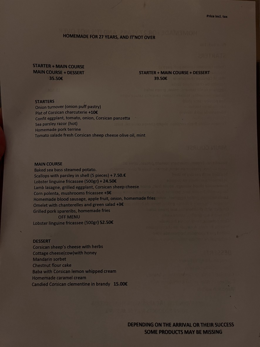 Auberge Chez Rosito menu 2