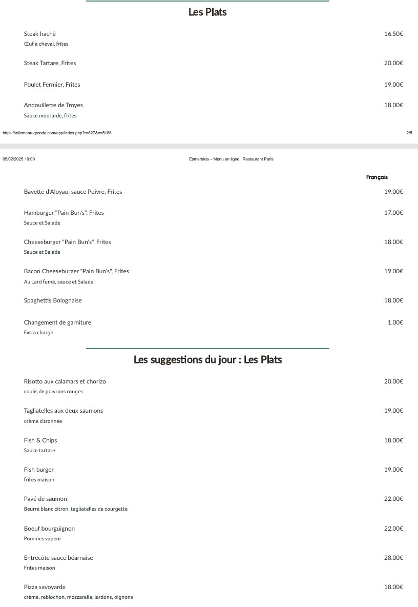 La Esmeralda menu 3