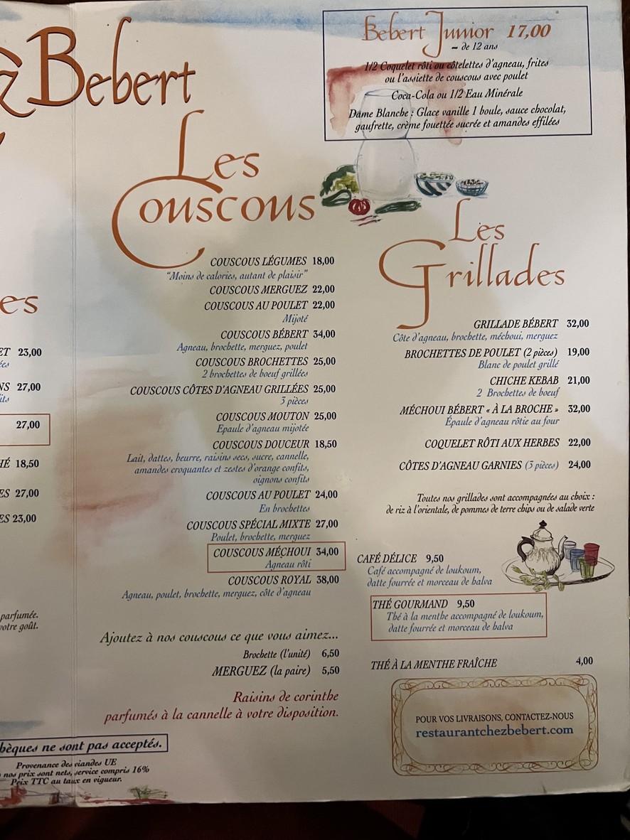 Chez Bébert menu 2
