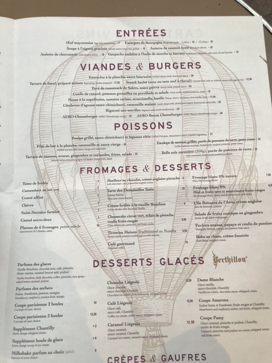 Restaurante Aéro Paris-Passy menu 3
