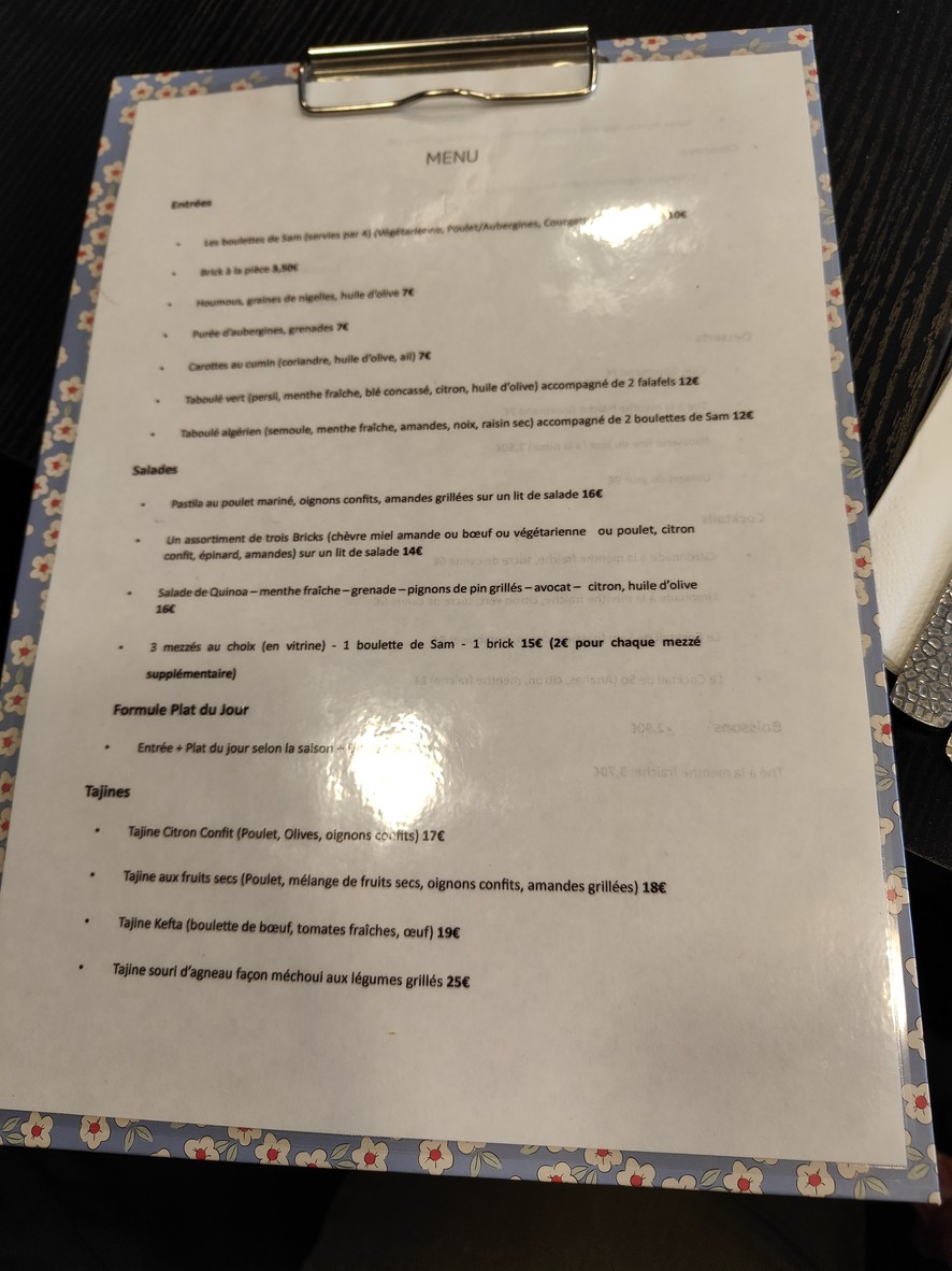 Sam & So menu 1