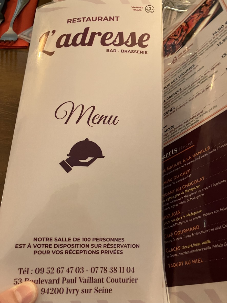 L'Adresse menu 1