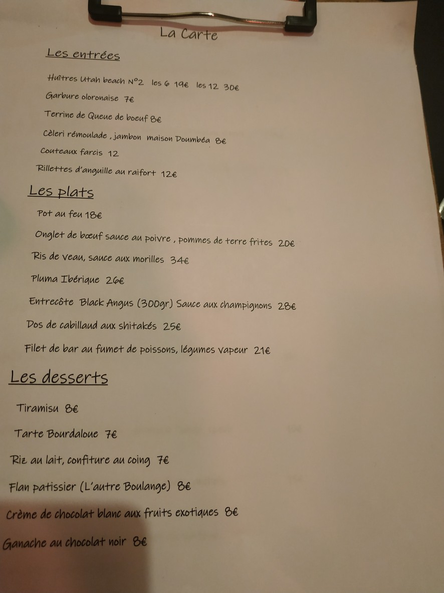 Restaurant Coinstot Vino Paris 2 menu 1