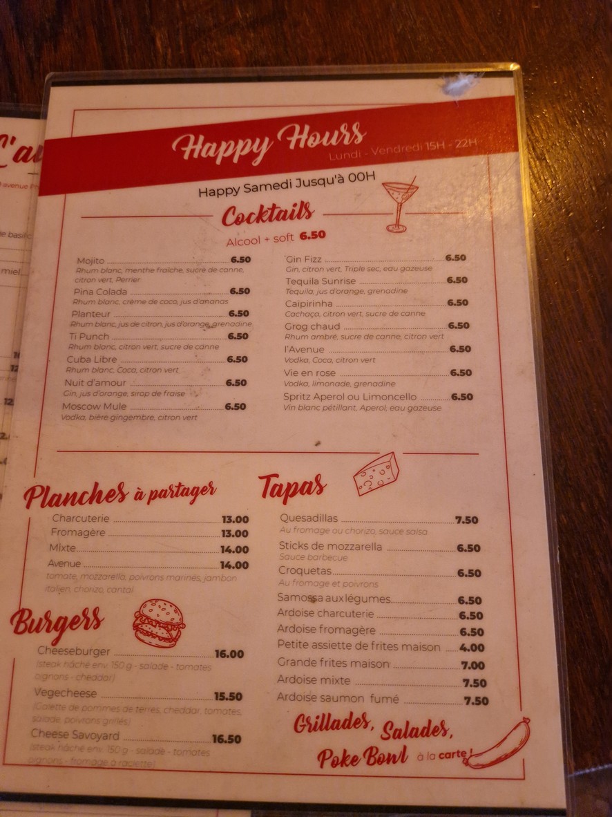 L'Avenue Café menu 2