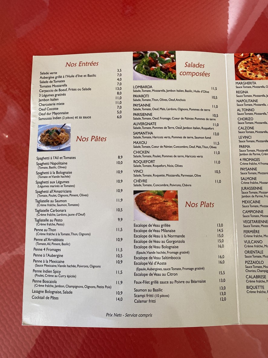 Pizzeria le vinci menu 1