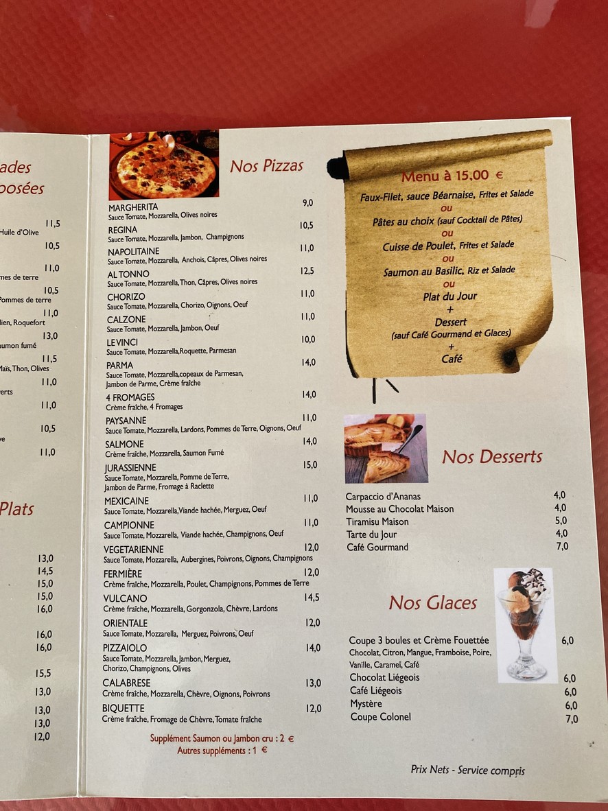 Pizzeria le vinci menu 2