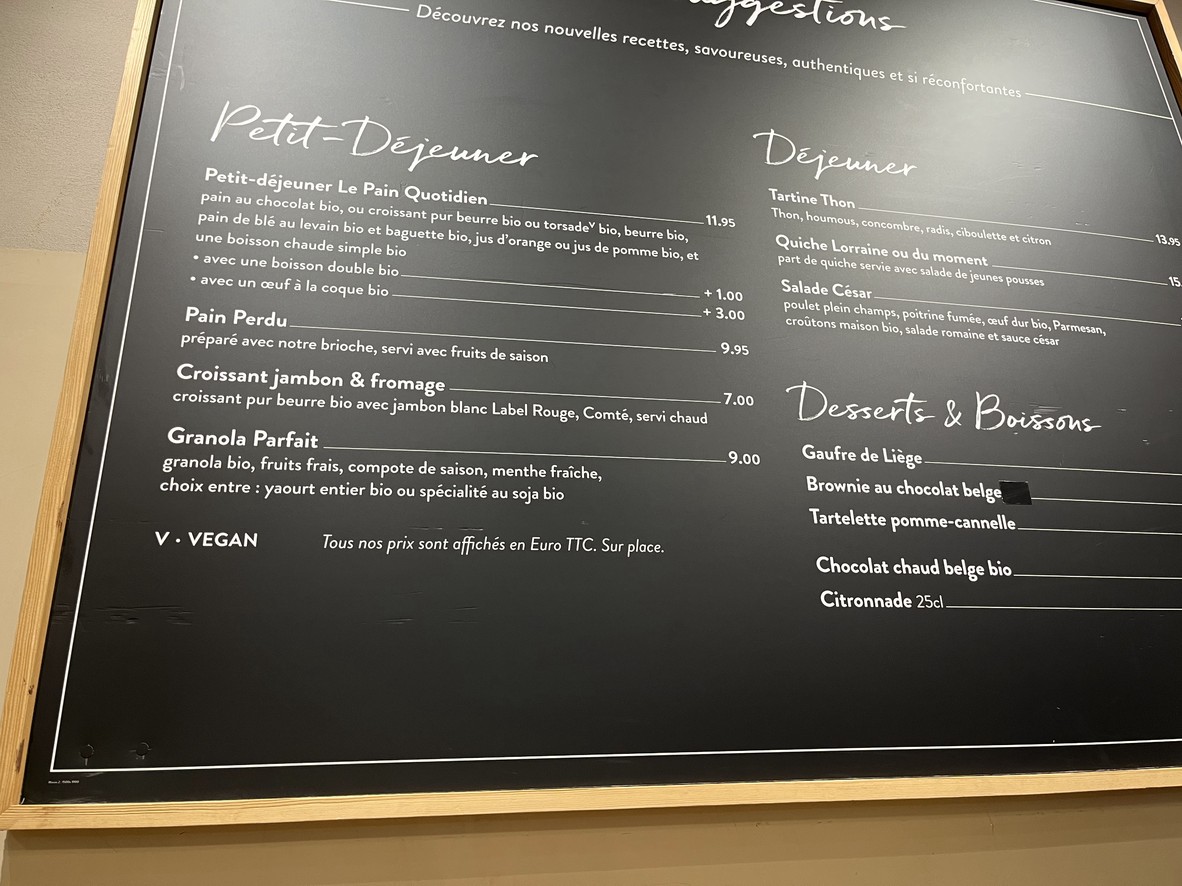 Le Pain Quotidien menu 1